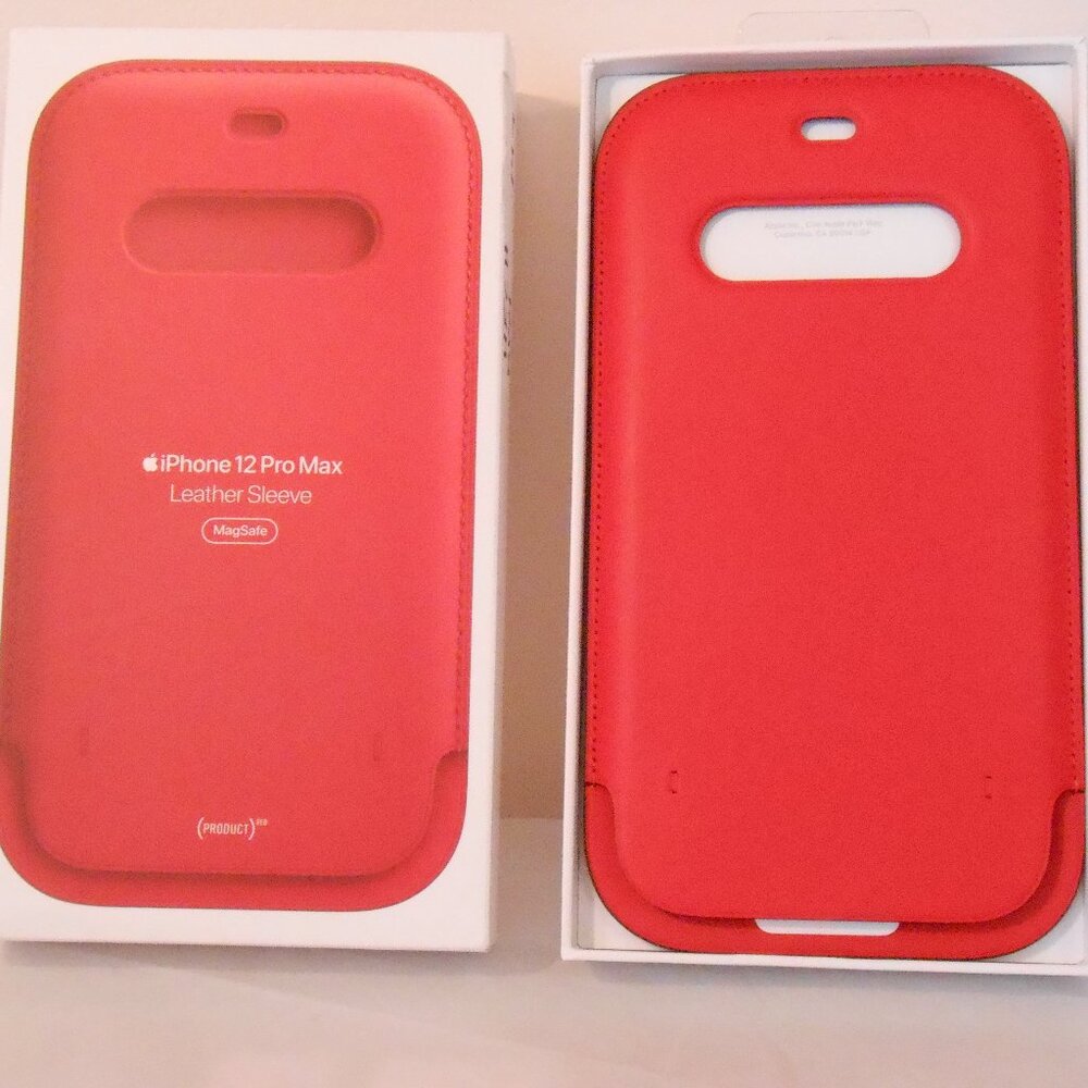 Apple IPhone 12 Pro Max Scarlet Red Leather Sleeve Mag Safe-NEW